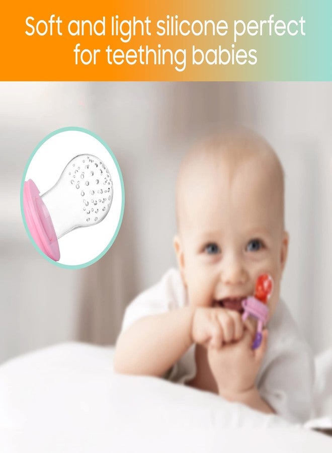 CHILLAX Fruit Feeder Pacifier Teether Toys - 2 Baby Food Feeding Teething Toys - Soft, Easy-to-Grip, Non-BPA Silicone Teethers for Babies - Dishwasher-Safe - for Infants 6+ Months Old - 4.15x2.03 - Image 5